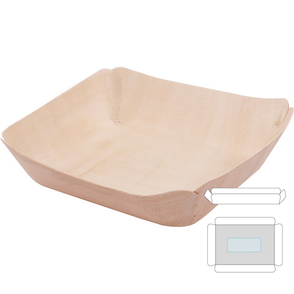 Rectangular Barquettes "Wood" Wood